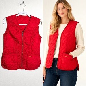 Barbour Betty Interactive Quilted Red Vest Size 6